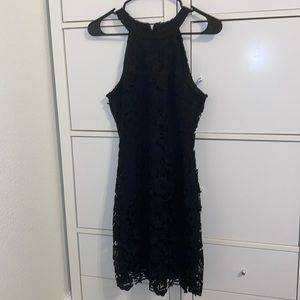 Lulus black lace high-neck dress